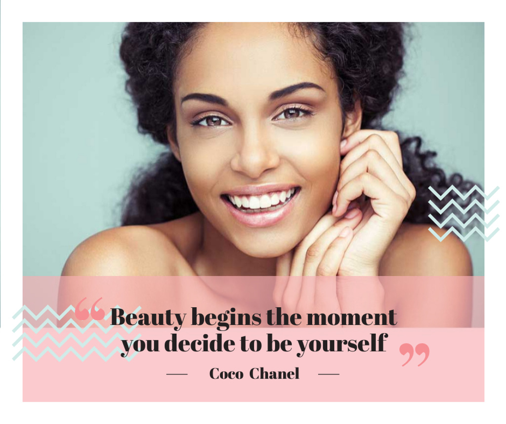 Beauty Quote with smiling Woman with glowing Skin Online Facebook Post  Template - VistaCreate