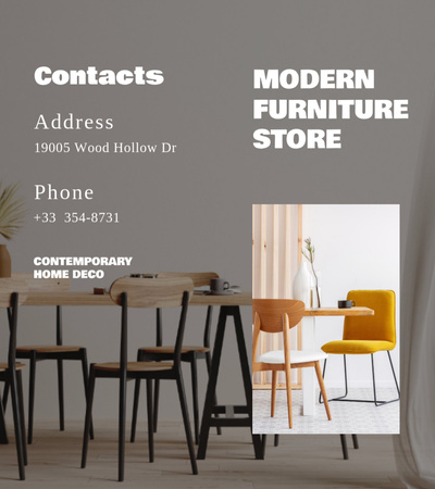 Lovely Furniture For Apartments In Shop Brochure 9x8in Bi-fold Design Template