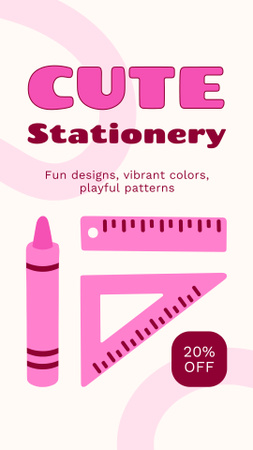 Stationery Shop Special Promotion On Cute Items Instagram Story Design Template