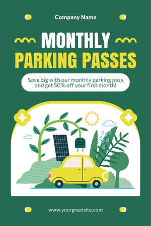 Monthly Parking Passes for Electric Cars Pinterest Design Template