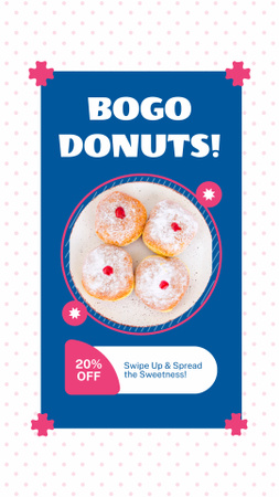 Doughnut Shop Special Offer with Desserts on Plate Instagram Story Design Template