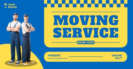 Ad of Moving Services with Delivers in Uniform Facebook AD Design Template