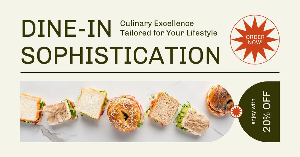 Plantilla de diseño de Discount at Fast Casual Restaurant with Various Sandwiches Facebook AD 