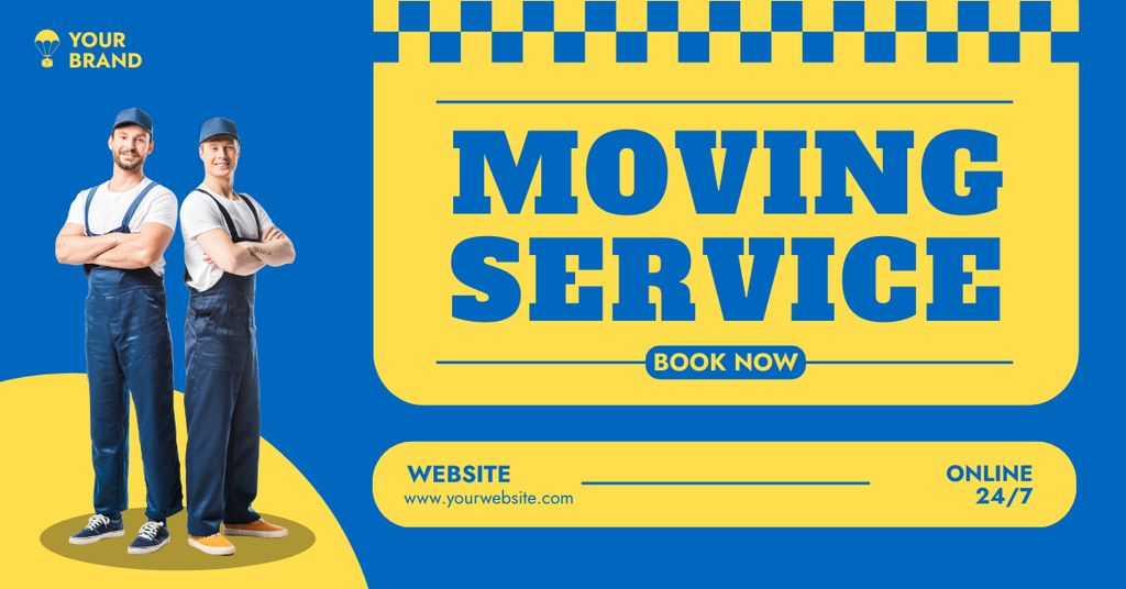 Szablon projektu Ad of Moving Services with Delivers in Uniform Facebook AD