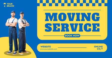 Реклама услуг по переезду с доставкой в униформе Facebook AD – шаблон для дизайна