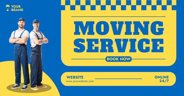 Ontwerpsjabloon van Facebook AD van Ad of Moving Services with Delivers in Uniform