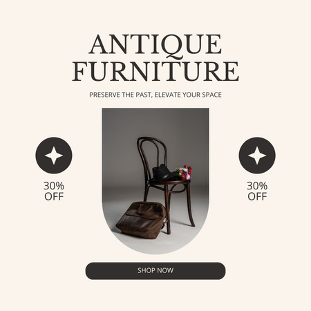 Preserved Wooden Chair With Discounts Instagram AD Design Template
