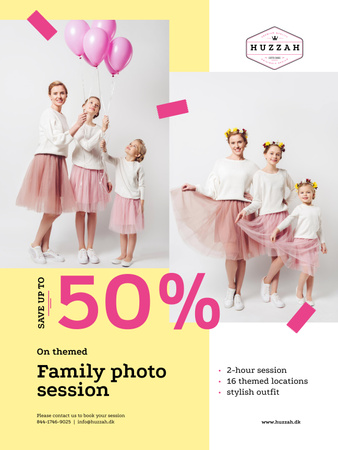 Family Photo Session Offer Mother with Daughters Poster 36x48in Design Template