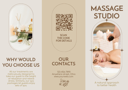 Designvorlage Angebot von Massagestudio-Dienstleistungen für Brochure