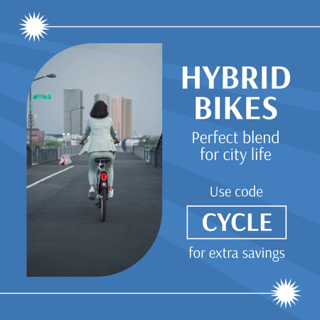 Modèle de visuel Vélos hybrides avec offre de code promotionnel - Animated Post