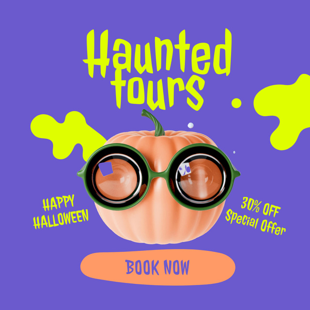 Designvorlage Halloween's Haunted Tours Ad für Instagram