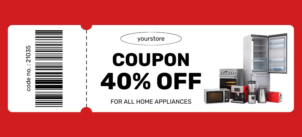 Household Goods and Home Appliances Sale Offer Coupon 3.75x8.25in Modelo de Design