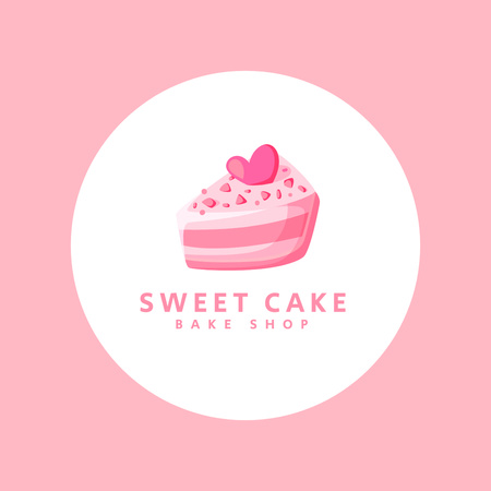 Bakery Ad with Piece of Cake Logo 1080x1080px Modelo de Design