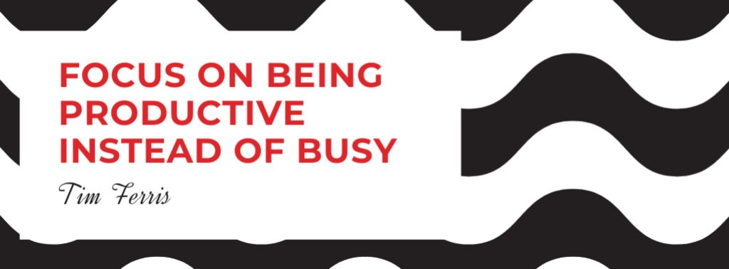 Platilla de diseño Inspiring Quote About Efficiency on Waves in Black and White Facebook cover