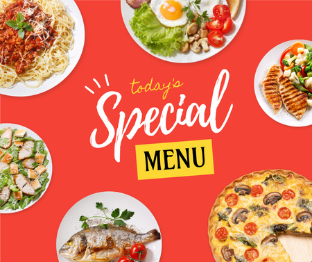 Special Menu Offer with Different Dishes Facebook Tasarım Şablonu