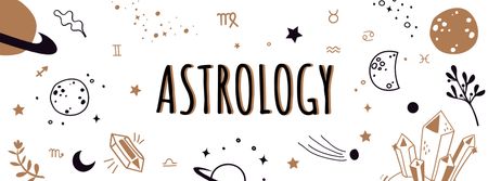 Ontwerpsjabloon van Facebook cover van astrologie inspiratie met sterrenhemel illustratie