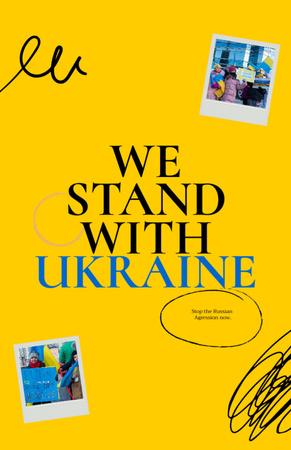 We Stand with Ukraine Quote on Yellow Flyer 5.5x8.5in tervezősablon