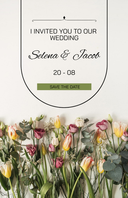 Ontwerpsjabloon van Invitation 5.5x8.5in van Wedding Celebration Announcement in Tender Floral Style