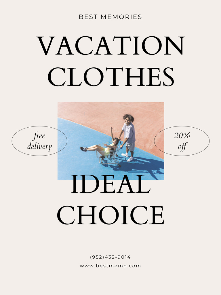 Vacation Clothes Offer Ad with Stylish Couple Poster 36x48inデザインテンプレート