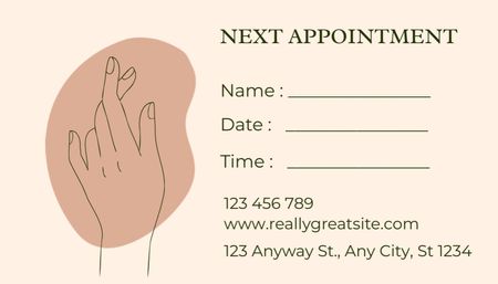 Nail Bar Beige Appointment Business Card US Design Template
