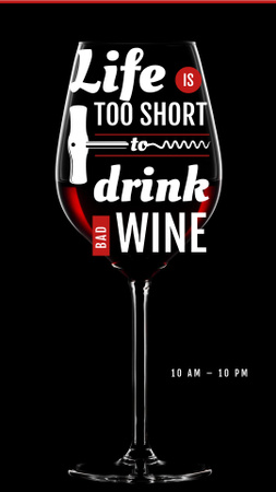 Wine Store Ad with Glass with Corkscrew Instagram Story Design Template