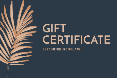 Gift Card Offer with Plant Leaf Gift Certificate Design Template