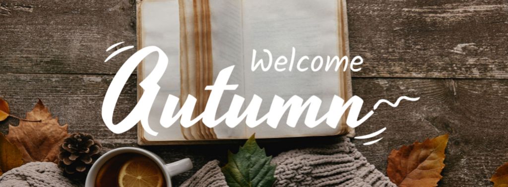 Autumn Inspiration with Warm Tea Facebook cover – шаблон для дизайна