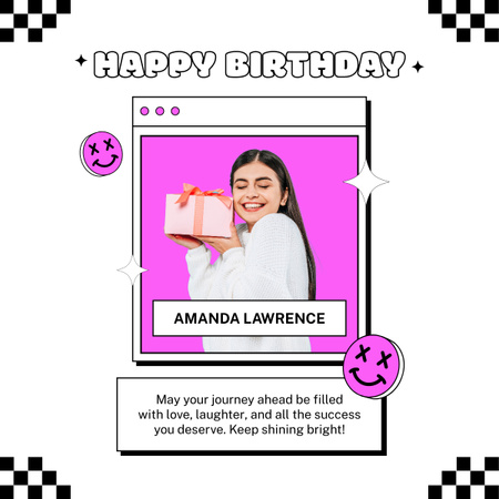 Platilla de diseño Happy Birthday to Young Woman on Purple LinkedIn post