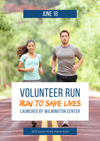 Plantilla de diseño de Announcement of Volunteer Run With Man and Woman Invitation 