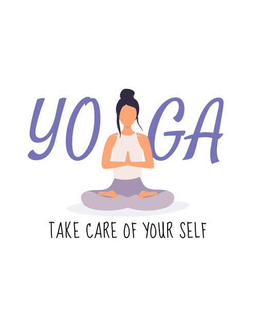 Ontwerpsjabloon van T-Shirt van Calm Woman Practicing Yoga in Lotus Pose