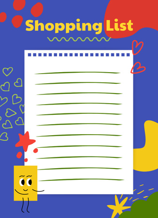 Shopping List with Bright Funny Illustration Notepad 4x5.5in Design Template
