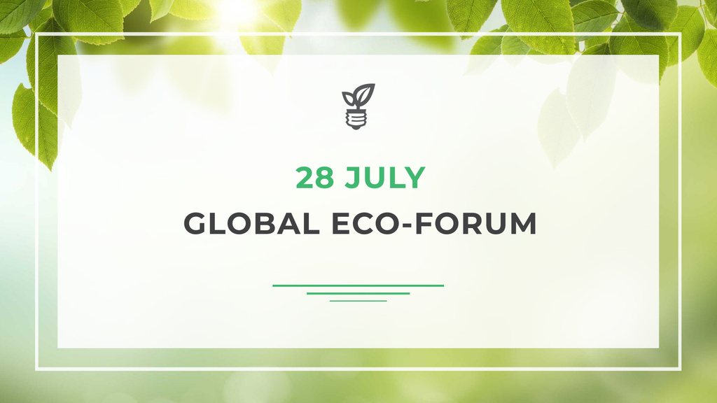 Eco Event Announcement with Green Foliage FB event cover tervezősablon