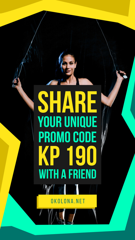 Gym Ticket Offer with Woman Jumping Instagram Story Design Template