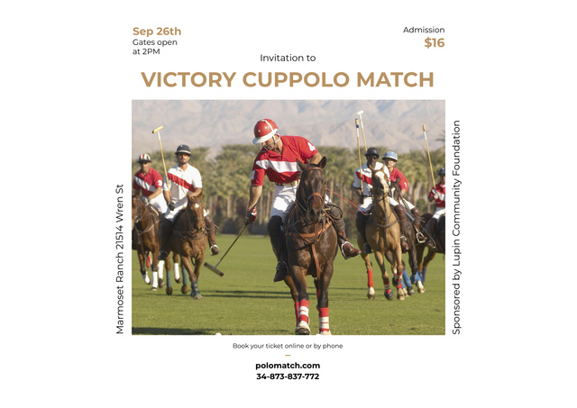 Designvorlage competition,mallet,players,polo,equine,rider,horseback,match,horses,sport,event,frame,game,field,sportsmen,animals,poster,race,playing,activity,action,tournament für Poster A2 Horizontal