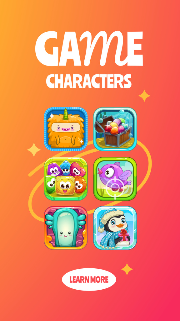 Cute Game Characters Instagram Story Design Template