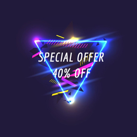 Flickering neon triangle with glitch Animated Post Design Template