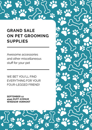 Grand sale of pet grooming supplies Poster Modelo de Design