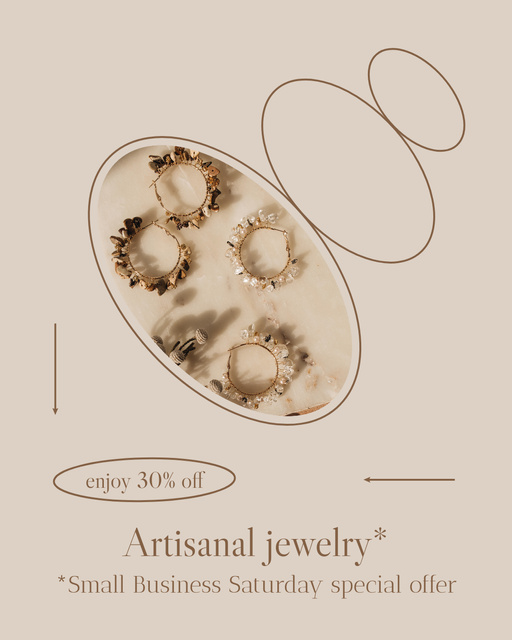 Designvorlage Jewelry Offer with Golden Rings für Instagram Post Vertical