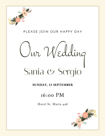 Welcome to Happy Wedding Day Invitation 13.9x10.7cm Design Template