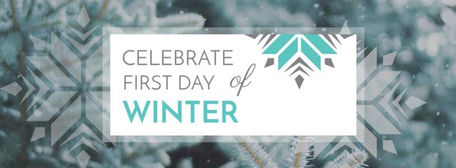 First Day of Winter Greeting with Snowflakes Facebook cover Design Template