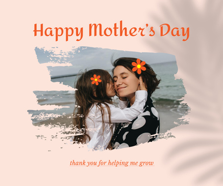 Mother's Day Greeting with Mom and Daughter Facebook Design Template