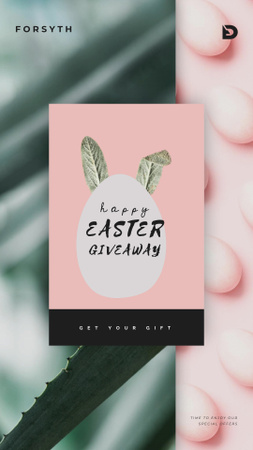 Modèle de visuel Oeufs de Pâques avec des oreilles de lapin en rose - Instagram Video Story