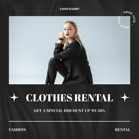 Rental clothes service black elegant Instagram Design Template