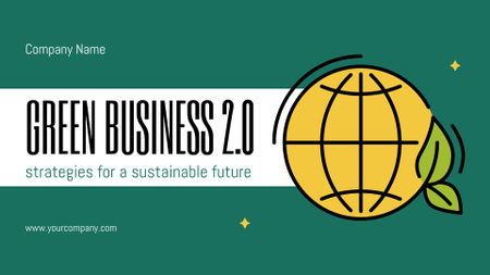 Plantilla de diseño de Estrategia para negocios sostenibles con ilustración del planeta Presentation Wide 