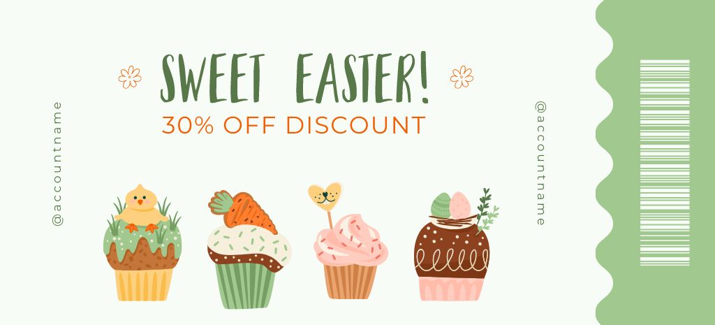 Yummy Easter Cupcakes Discount Coupon 3.75x8.25in Design Template
