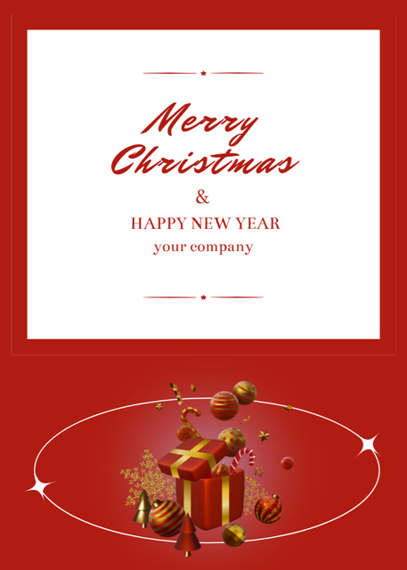 Plantilla de diseño de Awesome Christmas And New Year Cheers With Present Postcard 5x7in Vertical 