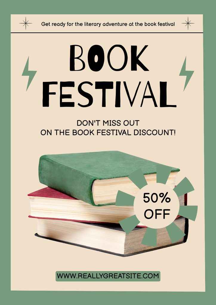 Szablon projektu Discount Offer on Book Festival Poster