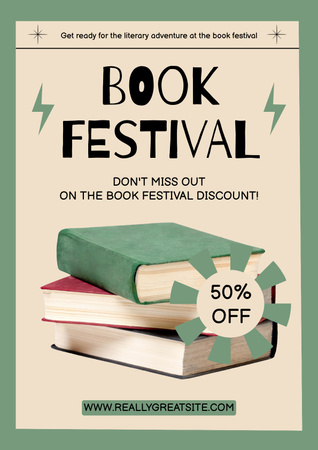 Platilla de diseño Discount Offer on Book Festival Poster