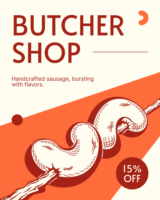Designvorlage Handcrafted Sausages Sale für Instagram Post Vertical