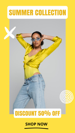 Designvorlage Summer Fashion Offers on Yellow für TikTok Video